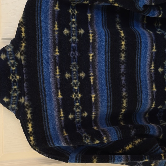 Lands' End Men's Pull over 1/4 Zip Polartech Sweater Print Blue Green Size Large - Picture 8 of 16